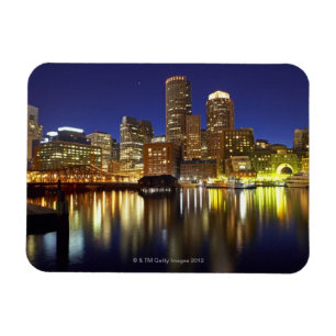 USA Boston, stadshorisont på natten (long Magnet