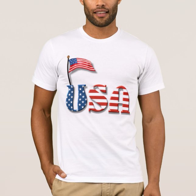 USA Brev och Amerikanska Flagga T-shirt (Framsida)