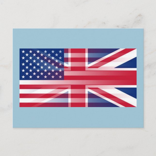 USA BRITISH FLAGGA VYKORT (Framsida)