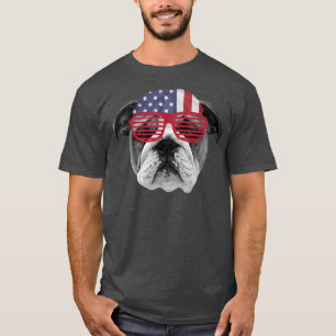 USA Bull dog America Bandana and Sunglass 4:e T Shirt