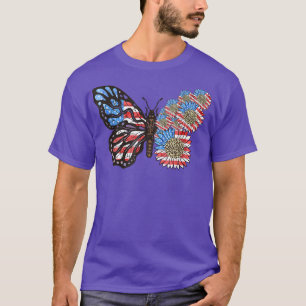 USA Butterfly Sunroll Leopard 4:e juli Americ T Shirt