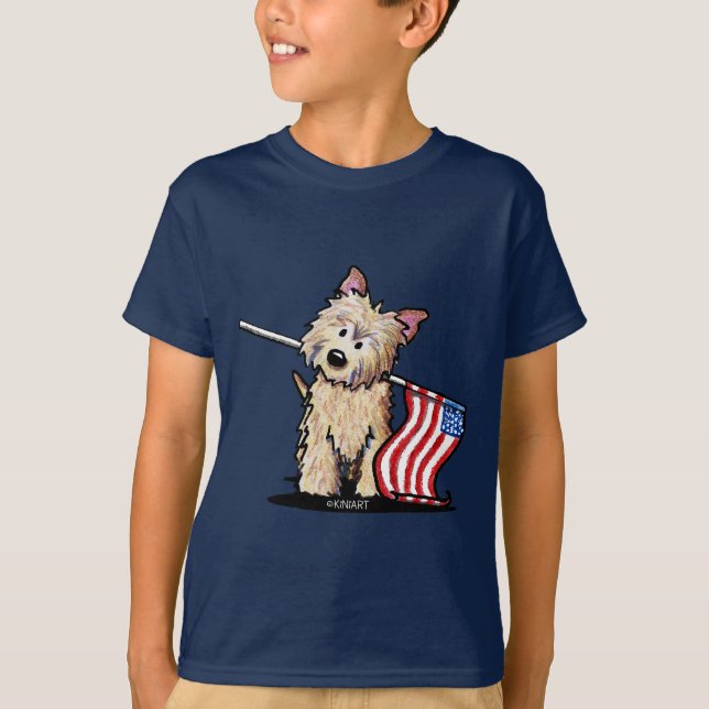 USA Cairn Terrier Kids Mörk T-Shirt (Framsida)