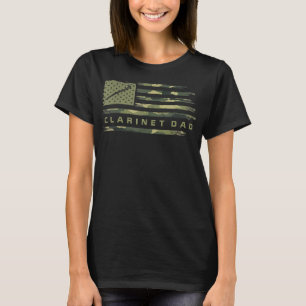 USA Camo Flagga Clarinet Pappa Clarinetist Silhoue T Shirt