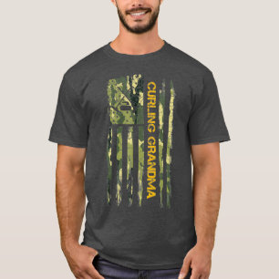USA Camo Flagga Proud Curling Grandma Curler Funny T Shirt