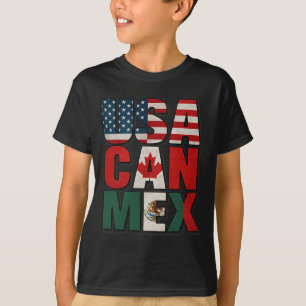 Usa Can Mex Flag Fotboll Nordamerika Fotboll Fan T Shirt