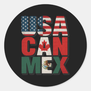 Usa Can Mex Flagga Fotboll Nordamerika Fotboll Fan Runt Klistermärke