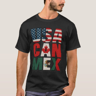 Usa Can Mex Flagga Fotboll Nordamerika Fotboll Fan T Shirt