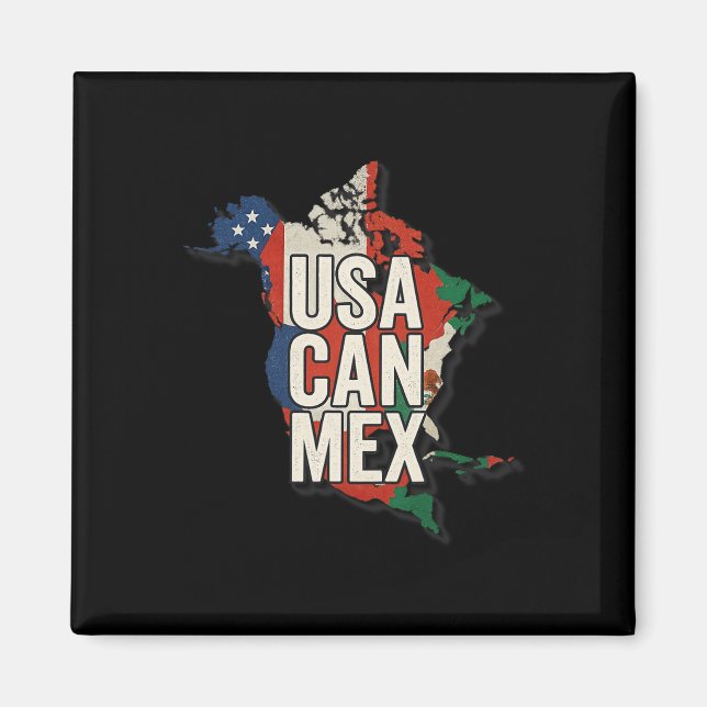 Usa Can Mex Fotboll Nordamerika Fotbyll Present Fö Magnet (Framsidan)