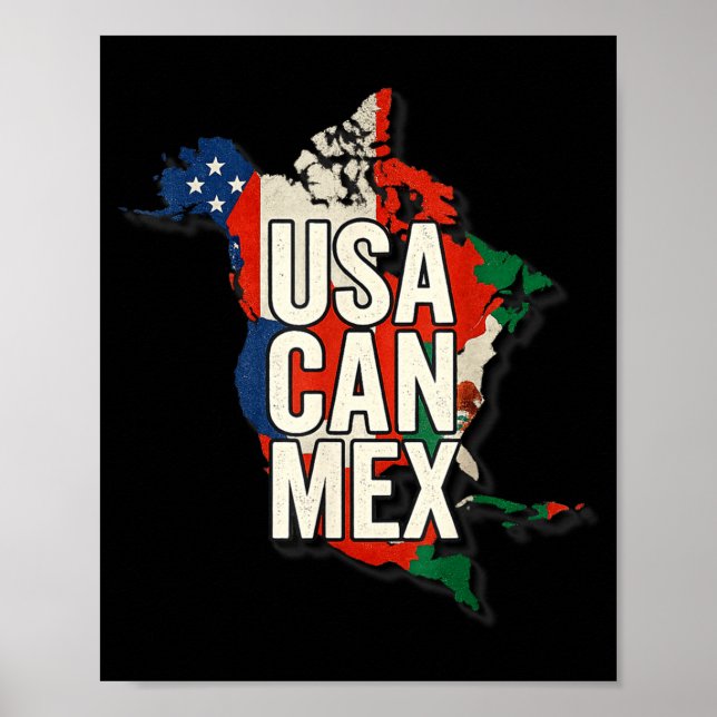Usa Can Mex Soccer North America Football Fan  Poster (Framsidan)