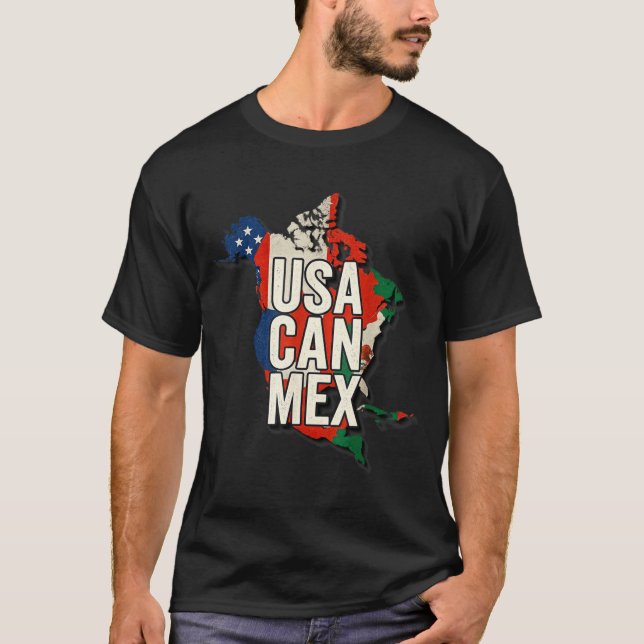 Usa Can Mex Soccer North America Football Fan  T Shirt (Framsida)
