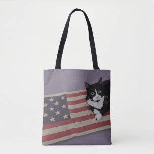USA Cat Tote Bag Tygkasse