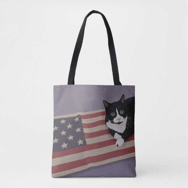 USA Cat Tote Bag Tygkasse (Framsida)