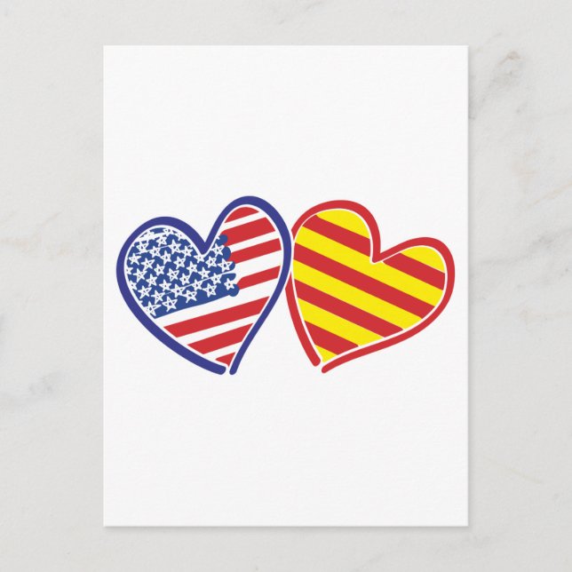 USA Catalonia Patriotic Kärlek Hearts Vykort (Framsida)