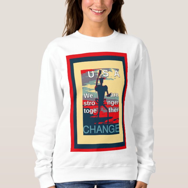 USA Change Women's American Apparel Hoodie Dress Tröja (Framsida)