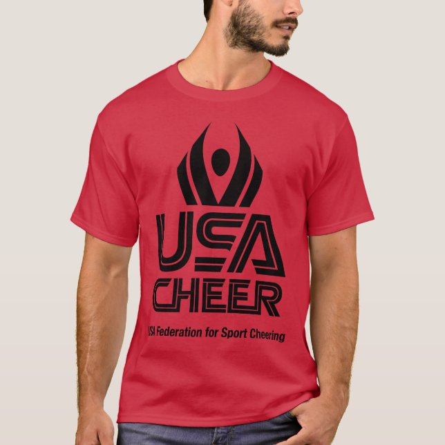 USA Cheer Black Logotyp T Shirt (Framsida)