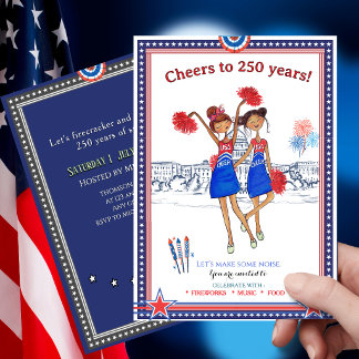 USA Cheerleader US 250-årsjubileum Roligt Patrioti Inbjudningar