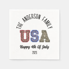 USA Cheetah Print Personlig Reunion Namn Pappersservett