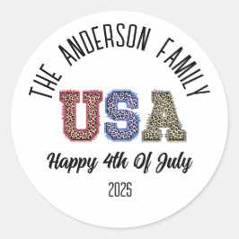 USA Cheetah Print Personlig Reunion Namn Runt Klistermärke