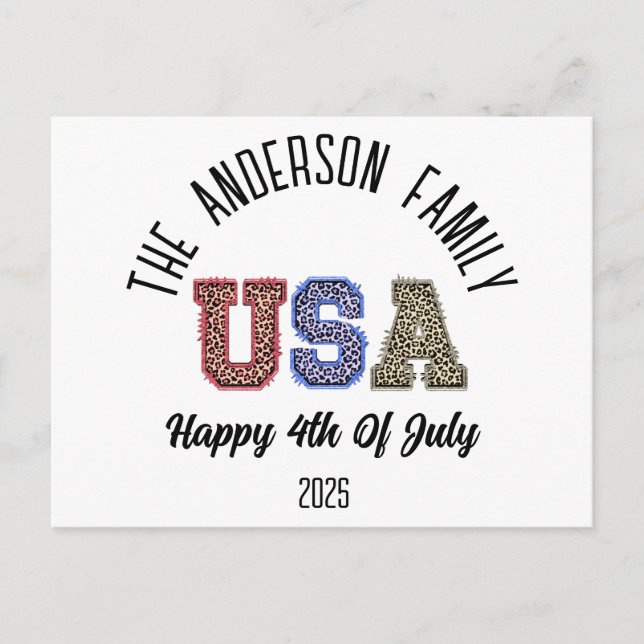 USA Cheetah Print Personlig Reunion Namn Vykort (Framsida)