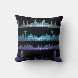 USA City Skylines Silver Nightlife Kudde