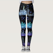 USA City Skylines Silver Nightlife med Stars