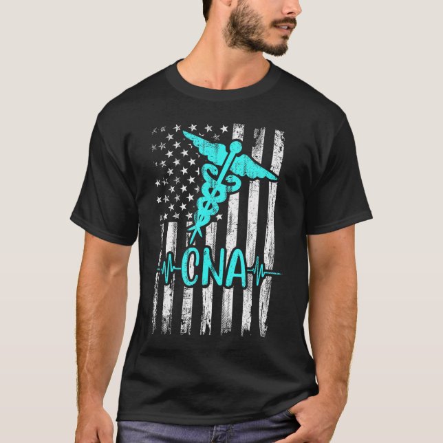 Usa Cna Auktoriserad Nurse Assistant American Flag T Shirt (Framsida)