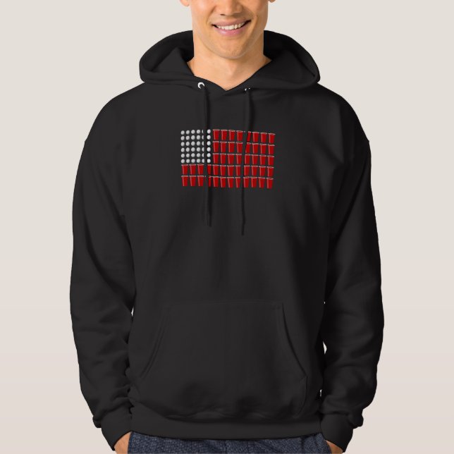 USA College Party Game Spring Break Beer Pong Hoodie (Framsida)