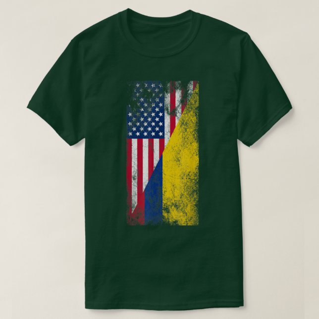 USA Colombia FlagsUnited States of America, Colomb T Shirt (Design framsida)