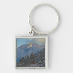 USA, Colorado, Berg i Estes Park Fyrkantig Silverfärgad Nyckelring