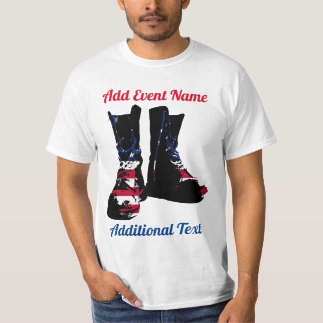 USA Combat Boots T Shirt (Framsida)