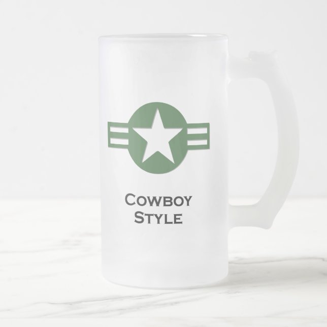 USA Cowboy Stil Grönt Frostat Ölglas (Höger)