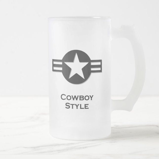 USA Cowboy Stil svart Frostat Ölglas (Höger)