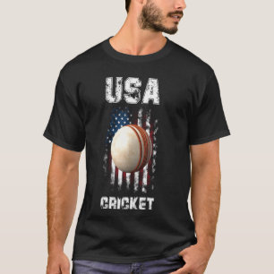 USA Cricket American Flagga Retro Cricketer Patrio T Shirt