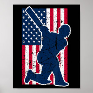 Usa Cricket Cricketspelare Amerika Flagga Crickets Poster