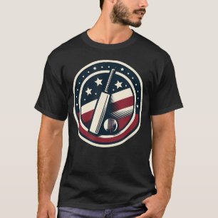 Usa Cricket i amerikanska flaggans färger röd vit  T Shirt