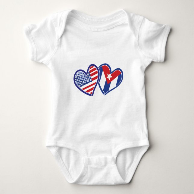 USA CUBA Flagga Hearts T-shirt (Framsida)