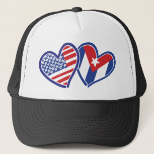 USA CUBA Flagga Hearts Truckerkeps