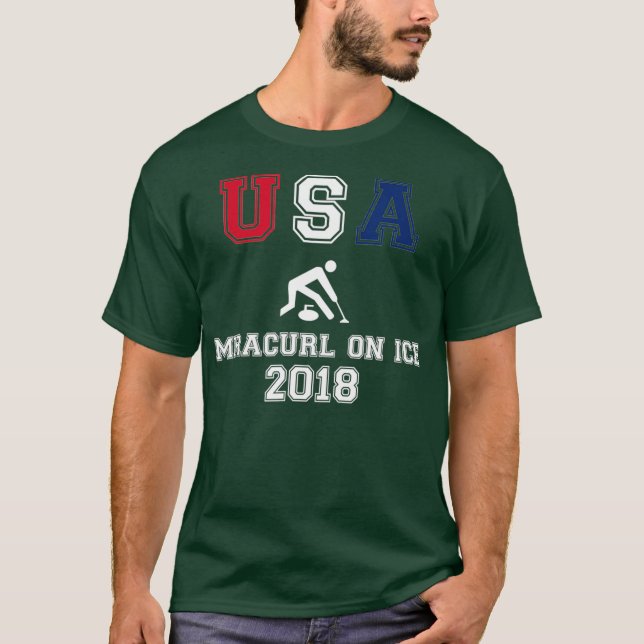 USA Curling Miracurl on Ice 2018 Tshirt_1 T Shirt (Framsida)