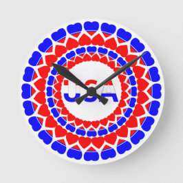 USA Cute Patriotic Rund Klocka