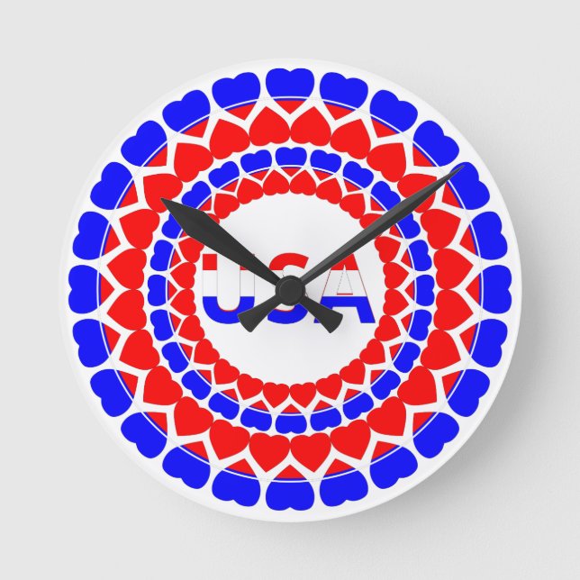 USA Cute Patriotic Rund Klocka (Framsida)