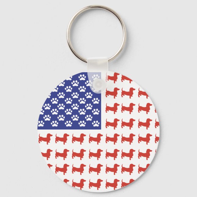 USA Dachshund Nyckelring (Framsida)