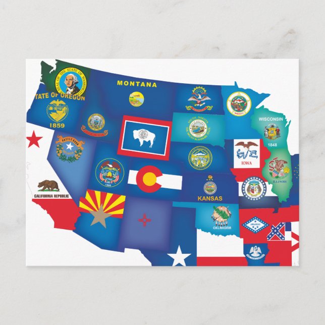 USA-delstater Vykort (Framsida)