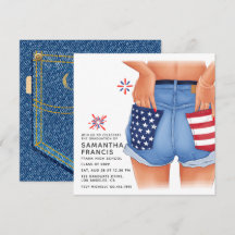 USA Denim Flickas Examenfestinladning