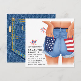 USA Denim Flickas Examenfestinladning Inbjudningar