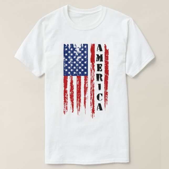 USA Distessed American Flagga T Shirt (Design framsida)