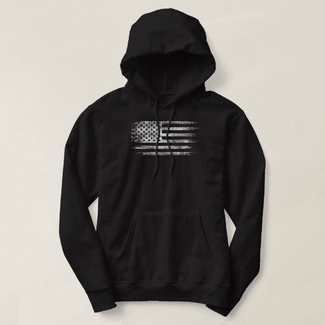 USA Distress Flagga Manar T Shirt Patriotic Americ Hoodie (Design framsida)