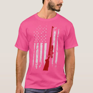 Usa Distress Hjort Hunting Rifle Hunter T Shirt