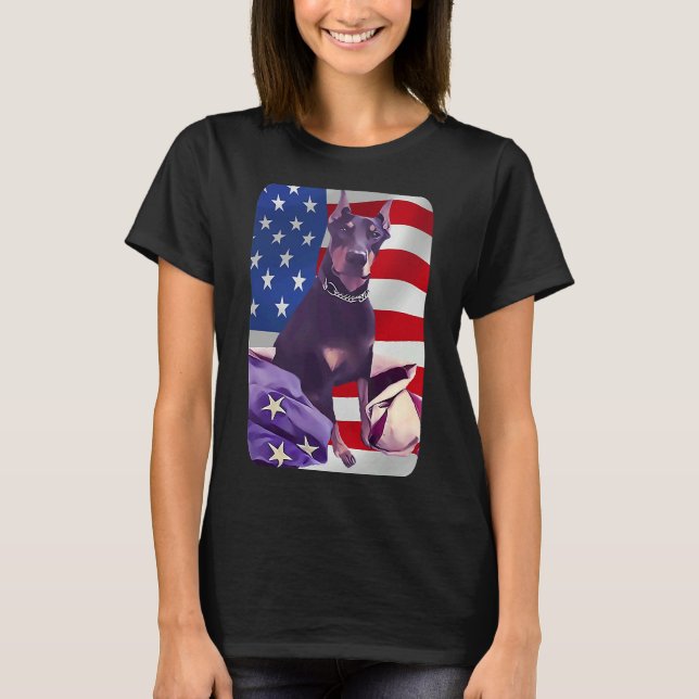 Usa Doberman Pinscher T Shirt (Framsida)