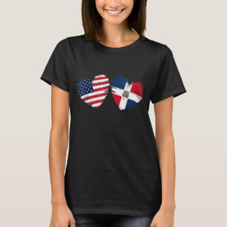 USA Dominikanska republiken Flagga Heart Dominican T Shirt