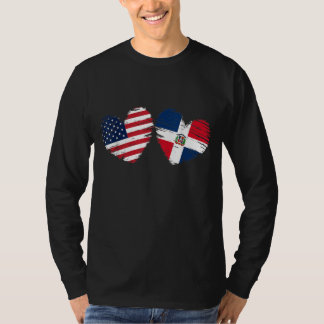 USA Dominikanska republiken Flagga Heart Dominican T Shirt